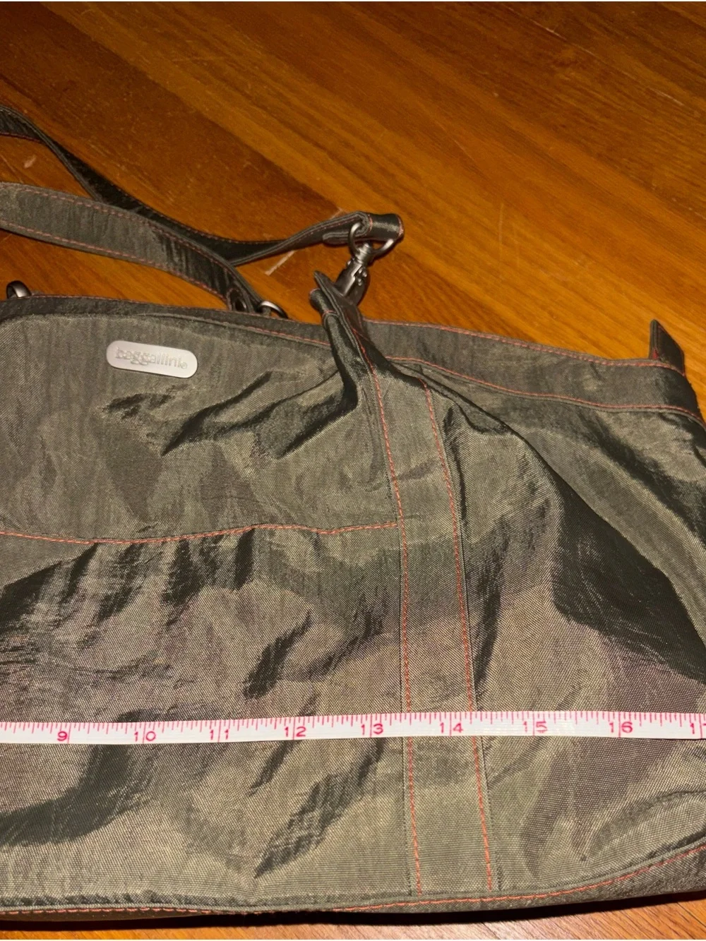 Baggallini Olive Tote with Orange Stitching